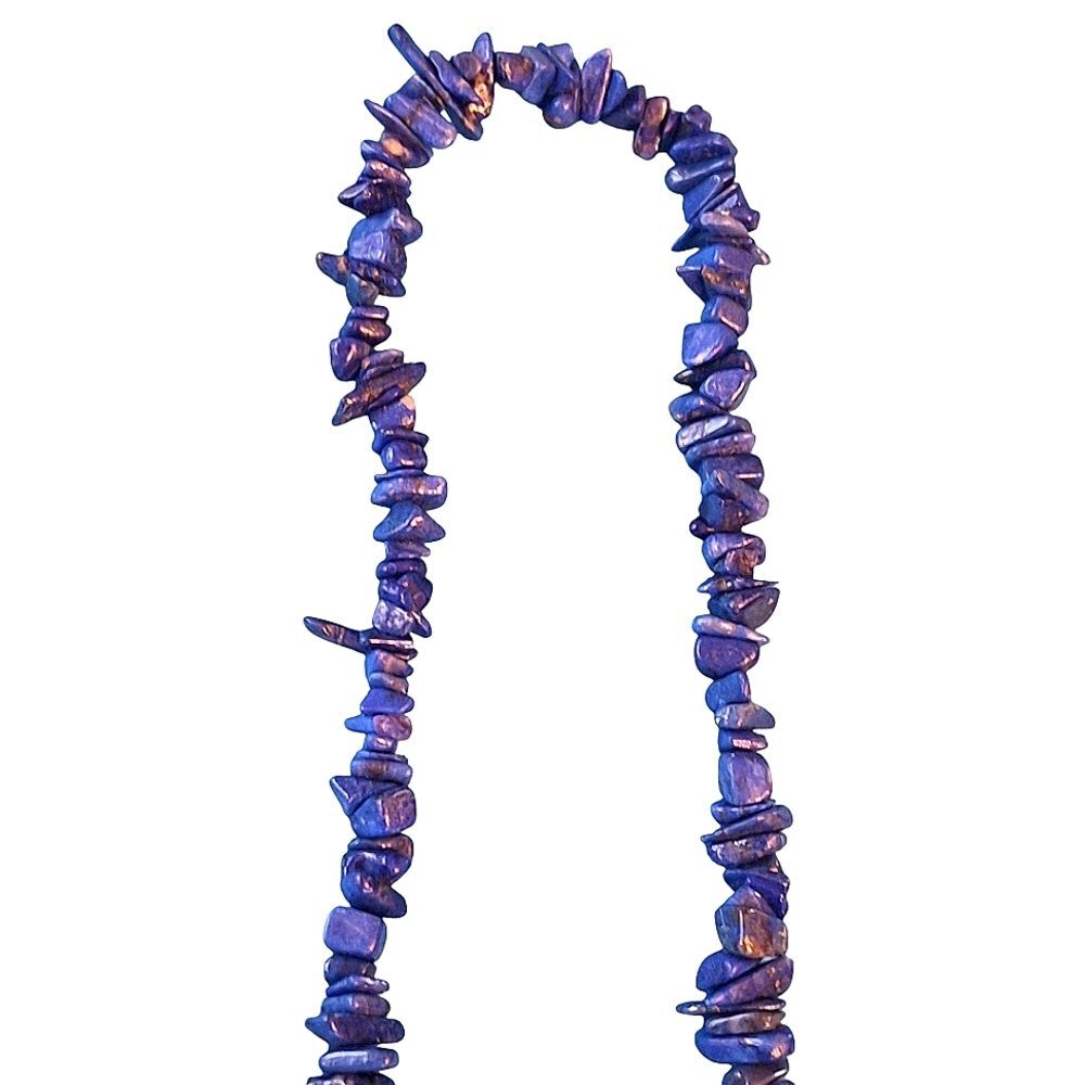 Beautiful Vintage Lapis Lazuli Nugget Bead Necklace Long Single Strand - Picture 3 of 12